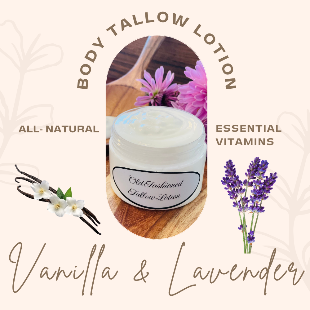 Nature's Nourishing Body Tallow Lotion- Vanilla & Lavender