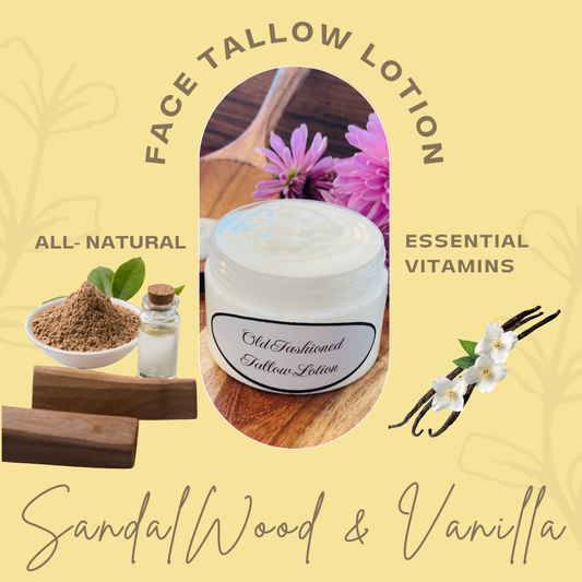 Face Tallow Lotion - Nature's Botox- SandalWood & Vanilla