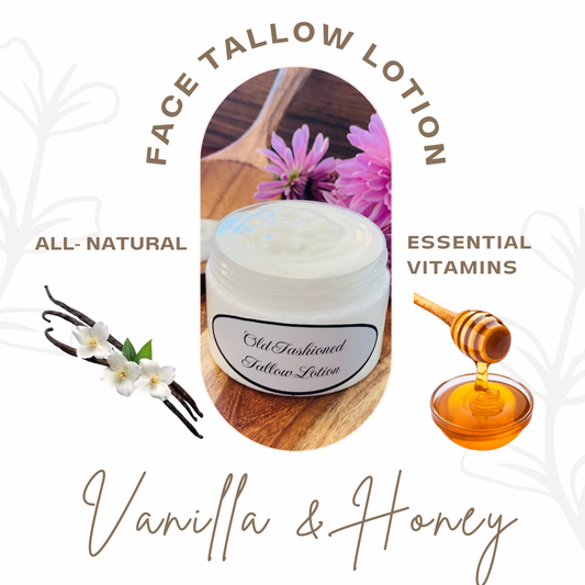 Face Tallow Lotion - Nature's Botox- Vanilla & Honey