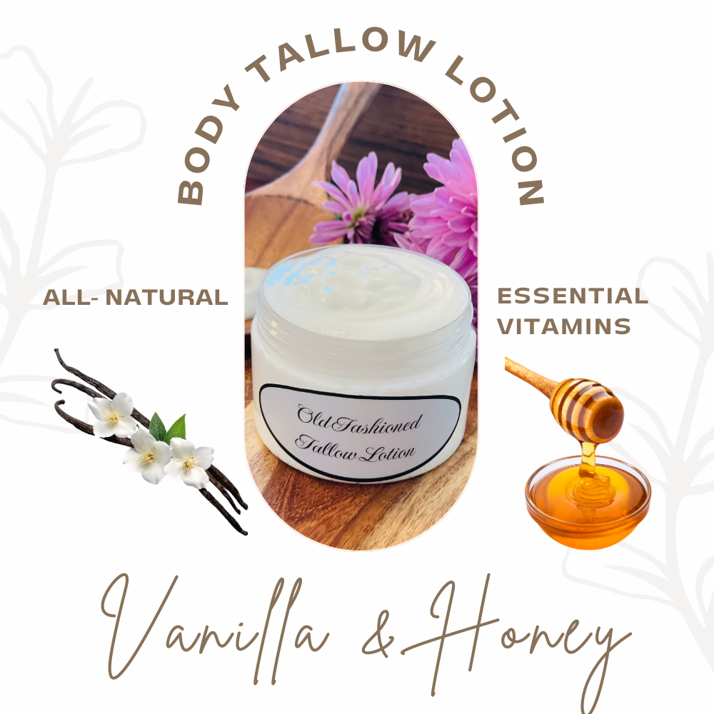 Nature's Nourishing Body Tallow Lotion- Vanilla & Honey